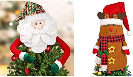 D-Fantix Santa Tree Topper, Veliki božićni stablo Topper Santa Hugger + Reindeer Božićno stablo TOPPER