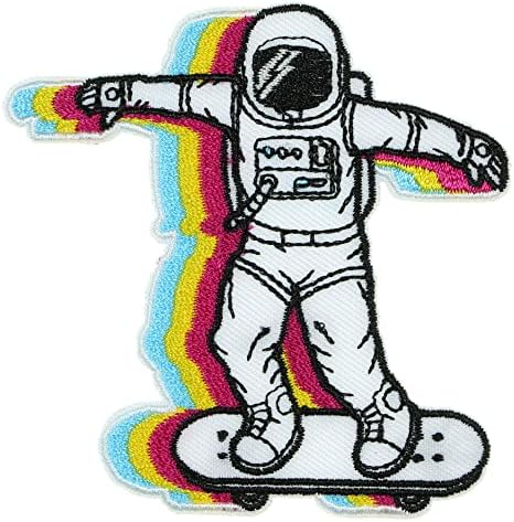 JPT - Astronaut Skater NASA vezeni aplicirani željezo / šiva na zakrpama Značka slatka logo Patch