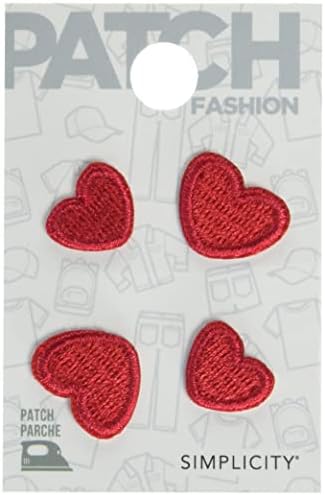Jednostavnost 19320100102 crveno srce gvožđe na Applique Patch za odjeću, ruksake i pribor, veličine variraju,