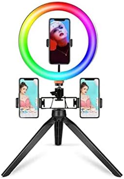 EODNSOFN 10-inčno RGB prstenasto svjetlo sa daljinskim LED fotografskim prstenastim svjetlom Bluetooth selfi stativ sa postoljem
