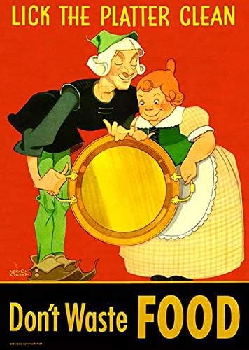 Očistite tanjir-ne bacajte hranu - 1944 - Drugi svjetski rat - propagandni Poster