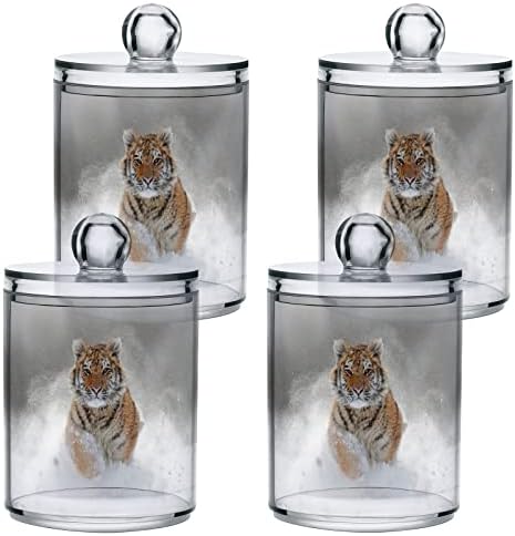 Yyzzh amur tiger divljim životinjama trčanje u zimskom snijegu 4 pakovanje QTIP-ovog držača