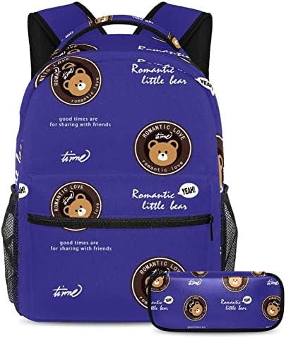Tbouobt putni ruksak set lagan laptop casual ruksak za žene muškarci, crtani životinjski romantični ljubavni medvjed