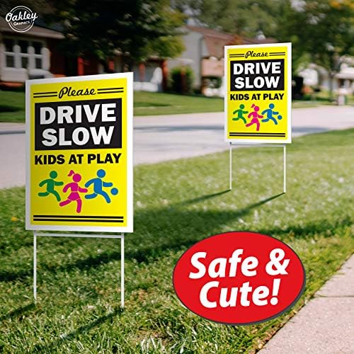 Oakley Graphics Slow down Yard Sign,12x18, dvostrano, djeca u igri, vozite sporo, sigurnost djece, sa