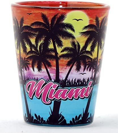 Miami Florida Palm Sunset In and Out Shot glass