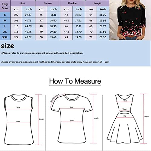 3/4 rukav majice za žene, cvjetna grafika tri četvrtine rukav okrugli vrat Tshirts Osnovni vrhovi za žene