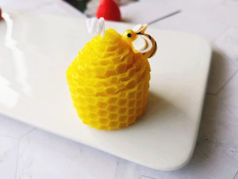 3d pčelinji miris svijeća Žuti pčelinji vosak čista Okrugla baza ručno rađena svijeća sa saćem kućni ukras