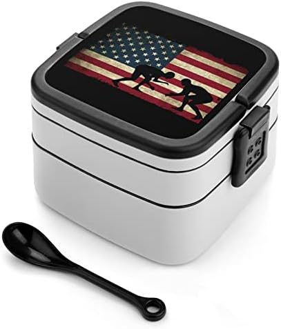 USA zastave Wrestling-1 Dvostruki pamćenje Bento kutija za ručak za školski posao PICNIC TRAVEL
