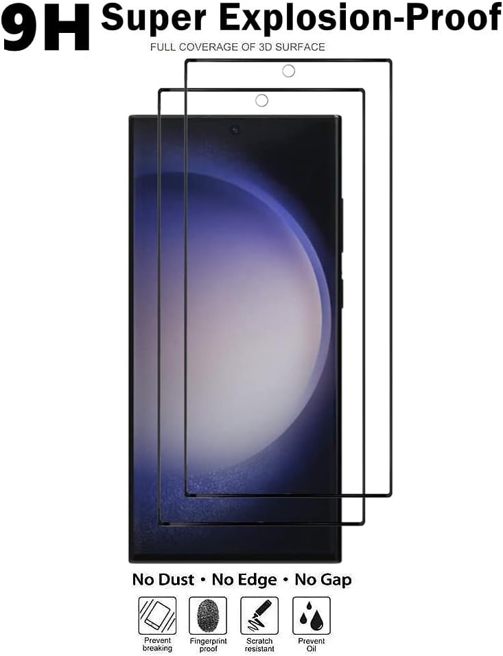 [2Pack] VIESIP za Galaxy S23 Ultra 3D zakrivljeni zaštitnik ekrana, 9h tvrdoća kaljeno staklo pokrivenost