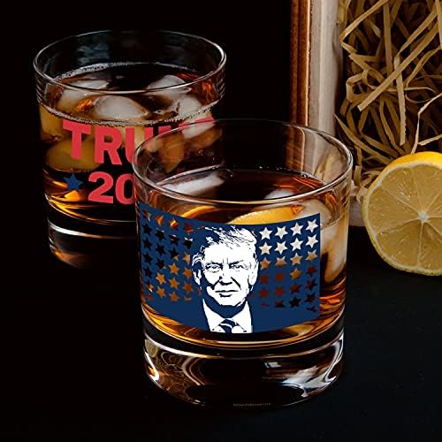 Patriots Cave Donald Trump 2024 portret plavih zvijezda američke zastave / 11 Oz Bourbon Whisky