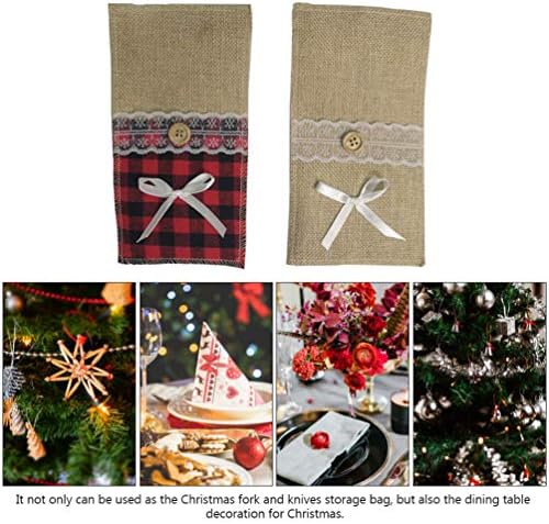 BESPORTBLE rođenja ukrasi 2kom Božić pribor za jelo držači torbica torba sa čipkom viljuška srebrninu