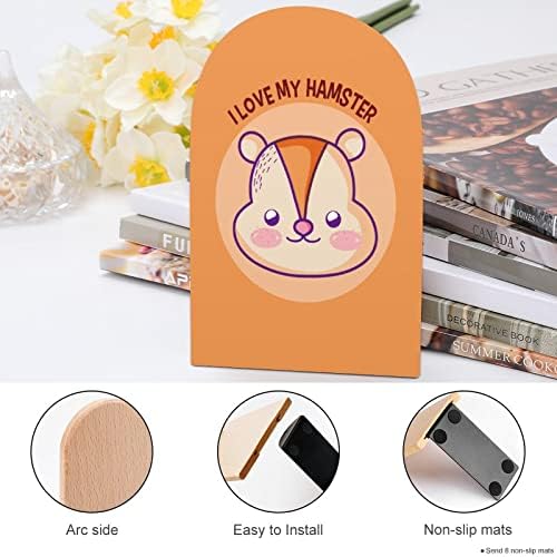 Funny Hamster Painting Wood Bookend dekorativni kraj knjige bez klizanja 1 par 7x5 inča