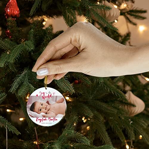 Personalizirani foto ornament za bebe Prilagođeno Newborn slika Bijeli akrilni ukrasi Pine Tree Viseći
