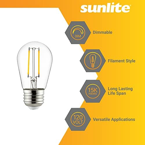 Sunlite 81073-su LED S14 žarulja sa žicama u stilu filamenta, ETL na listi, 2 Vata , 200 lumena, Srednja baza