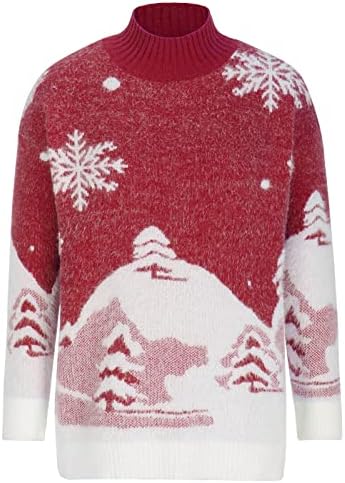 Ružni božićni džemperi za žene, plus veličine božićni džemper pulover zimski topli dugi rukav plemenske