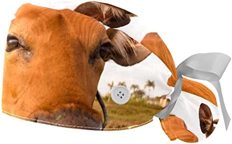 Radna kapa Slatka farma krava tiskana zaštitna kapi za kosu prozračan znoj koji apsorbiraju konju rep sa gumbima