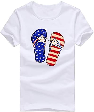 Majice ženske velike Casual kratke modne majice t Američka štampana Zastava dan rukav žene nezavisnost