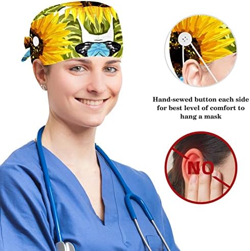Žene i muške hirurške kapa s lukom kose škljocni tropski cvjetovi palmi lišće uzorak radnog šešira jedna veličina