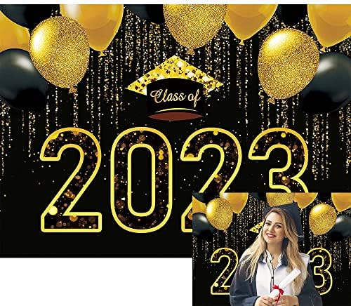 XCKALI klasa 2023 mature pozadina mature party pozadina crno-zlatna Glitter Bachelor kapa dekoracija