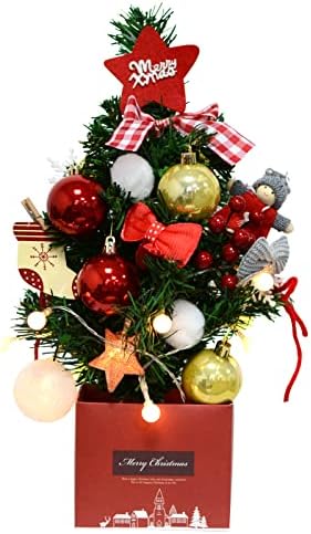 Mala stolna božićna stablo, 17.3 / 44cm gornje stablo sa 6,5ft baterije Uređaj sa light-om i ukrasima, ukras