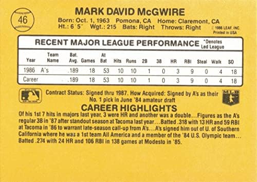 1987. Donruss 46 Mark McGwire bejzbol kartica - ocijenjeni rookie