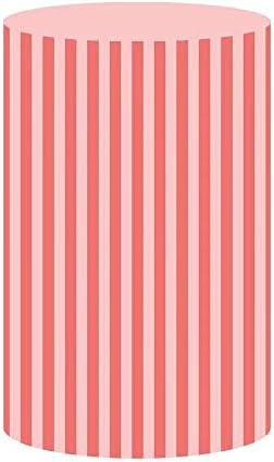 IYDAMC Pink Stripes okrugli pijedestalni poklopci Pastel ružičasti prugasti postolje za rođendanske