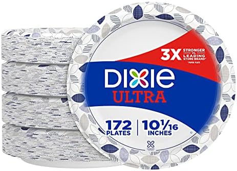 Dixie Ultra papirne ploče, 10 1/16 inča, štampana ploča za jednokratnu upotrebu veličine večere, broj 172, pakovanje