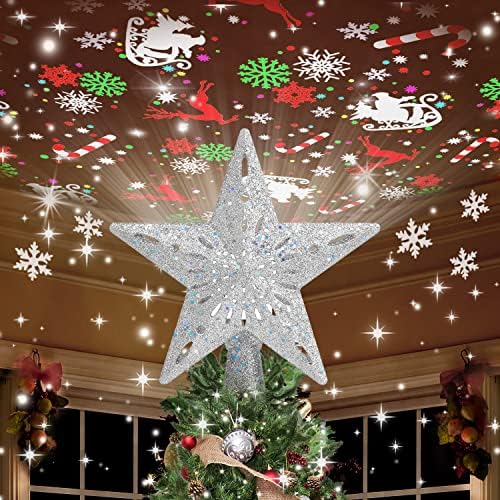 KESFITT božićni stablo osvijetljen 6 načina projekcije za božićni dekor, božićne staze staze ugrađene LED rotirajuća