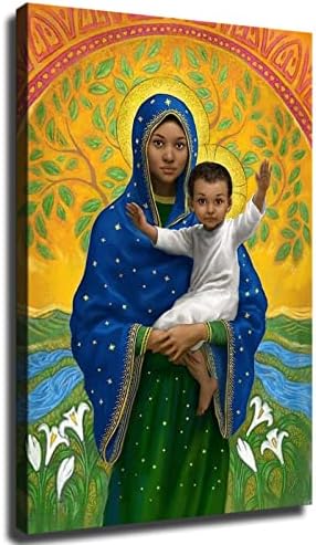 Crna Marija I Isus Crna katolička vjera Umjetnost moderna kućna spavaća soba dekor estetika inspirativni Poster