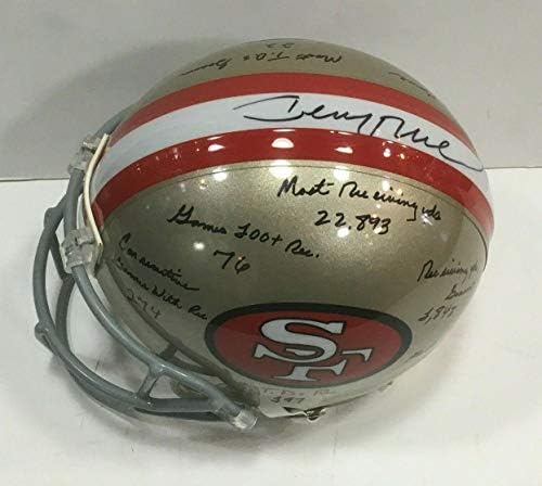Jerry Rice potpisan 14 natpis Stat F / S igra kaciga koristi 49ers hof JSA NFL kacige sa ograničenim autogramom