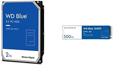 Western Digital 2TB WD Blue PC Interni pogon i 500GB WD Blue SN570 NVME Interni položaj SSD - Gen3 X4 PCIe 8GB