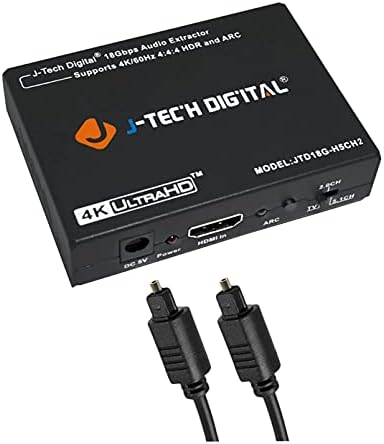J-Tech Digital 4K60Hz HDMI audio ekstraktor sa ARC snopom sa 3FT ToSLink digitalni optički audio spdif