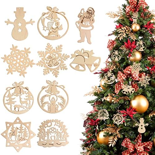 10 modeli drvne sječke privjesci Božić drvo drvo Božić drvo ukrasi drveni Privjesci sa rupama Privjesci