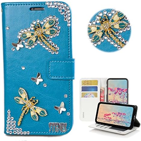 STENES Galaxy A8 Case-moderan - 3D ručno rađeni Bling Crystal Dragonfly Butterfly dizajn novčanik Slotovi za
