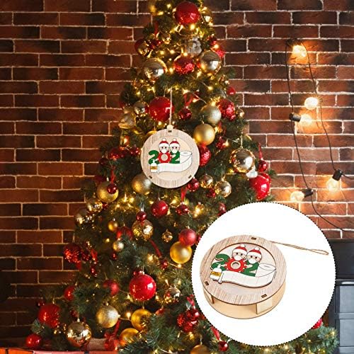 Yardwe Santaur Ornament Božićni LED Drveni ukras 2020 Karantenski ukrasi Personalizirano ime