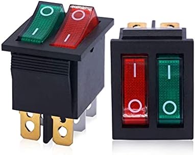 AKDE 2PCS AC 250V / 16A, 125V / 20A crveno i zeleno dugme sa svetlošću / isključivanje DPDT