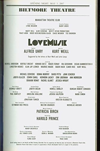 Lovemusik, Premijera Broadway Playbill + David Pittu, Michael Cerveris, Donna Murphy, Judith Blazer