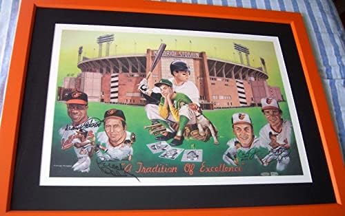 Jim Palmer Cal Ripken Brooks Frank Robinson Potpisan Orioles Litografiju uokvirene JSA - autogram MLB Art