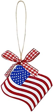 Momker Dan nezavisnosti Patriotski DIY Bowknot Drveni viseći zastava Privjesak za kućne dekor Garland
