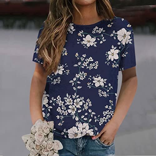 Ženski print casual majica kratkih rukava Basični ljetni vrhovi labave bluze okrugli izrez Havaji