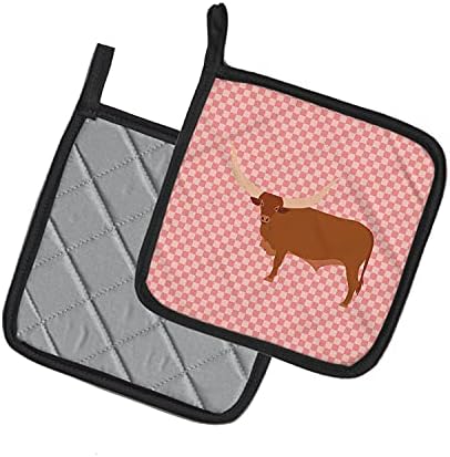 Caroline's bysures BB7823pthd Ankole-Watusu krava ružičasta Provjeri par nosača lonca, kuhinjski