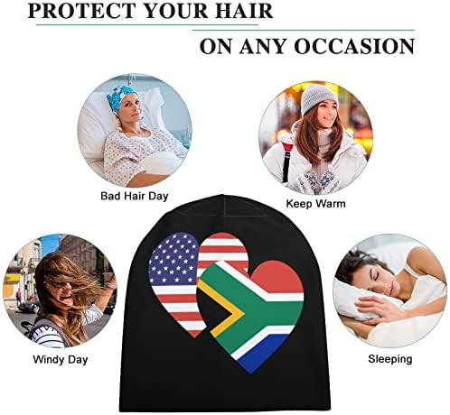 Južna Afrika Američka zastava srca Beanie Cap Soft Warm Full Pulover Cap loll Cap Sleep Hat za uniseks