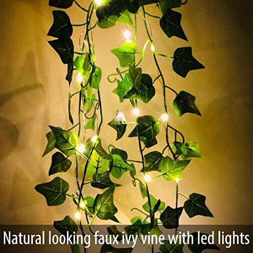 4 pakovanja Ivy žičana svjetla, lažna Ivy Vine žičana svjetla, umjetni vijenac od bršljana sa 80 LED svjetiljki