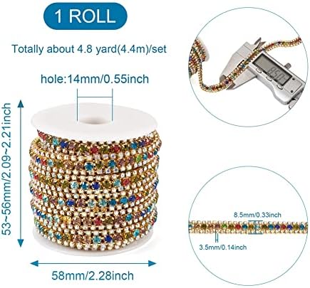 Fashewelry 1 Roll / 4,8 metara 3 reda Kristalni brdski zatvori lanac 8,5 mm Širok šareni kandžni kandžinski