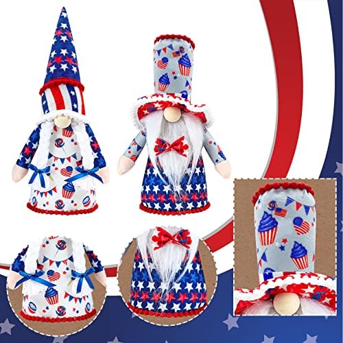 Lovinland 2pcs American Patriotsko Gnomes ukrasi za 4. jul Memorijalni dan Dekor crveni bijeli