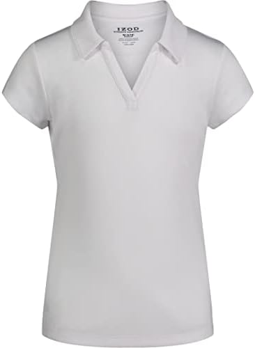 Izod Girls 'školska uniforma kratkih rukava Polo majica, zatvaranje gumba, Wilure / Wicking / Performance