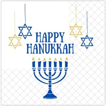 SharkBliss Happy Hanukkah salvete, 100 paket Festival svjetla Happy Hanuka Decoupage piće papir