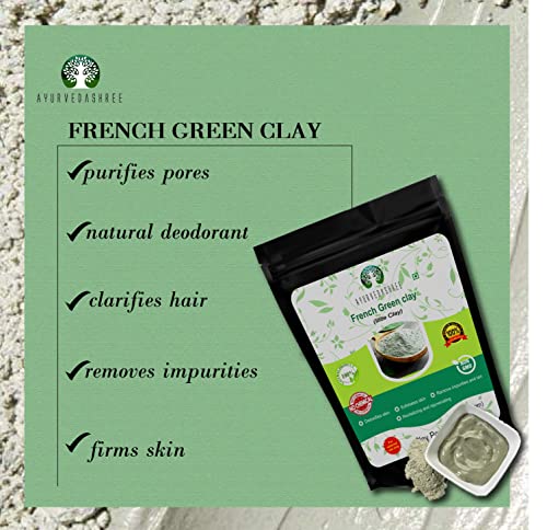 AYURVEDASHREE prah Francuske zelene gline 200 Gm / čista Montmorilonitna glina / apsorbira višak