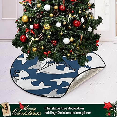Morden ručni crtanje morski pas božićni stablo prostirke vodootporni stalci nosača mat tepih ispod božićnog