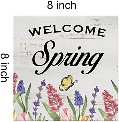 Lameila Farmhouse Welcome Spring Sign Wall Art Print Posteri platno slikarstvo cvjetno proljeće